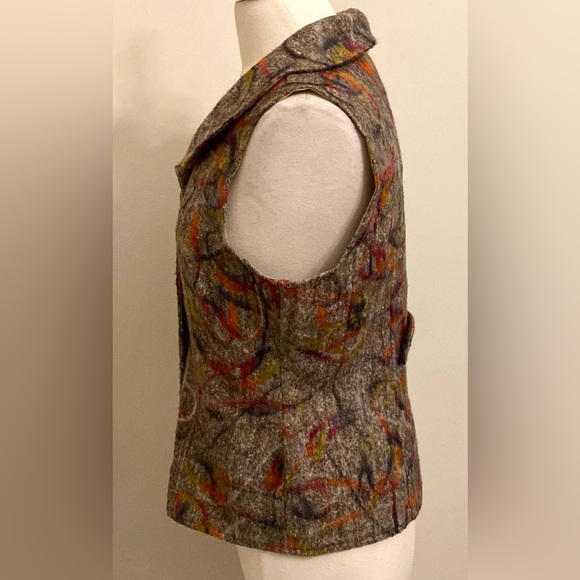 Christopher & Banks Brown Yellow Graffiti Button Down Sleeveless Vest Size M - Picture 6 of 11